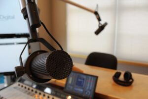 Microphone in a recording studio