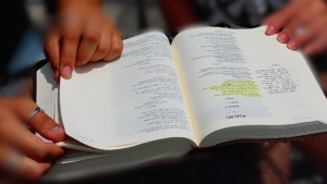 A Picture of the Bible that is being given away.